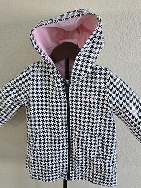 Girls' DKNY Hooded Raincoat with Pink Lining